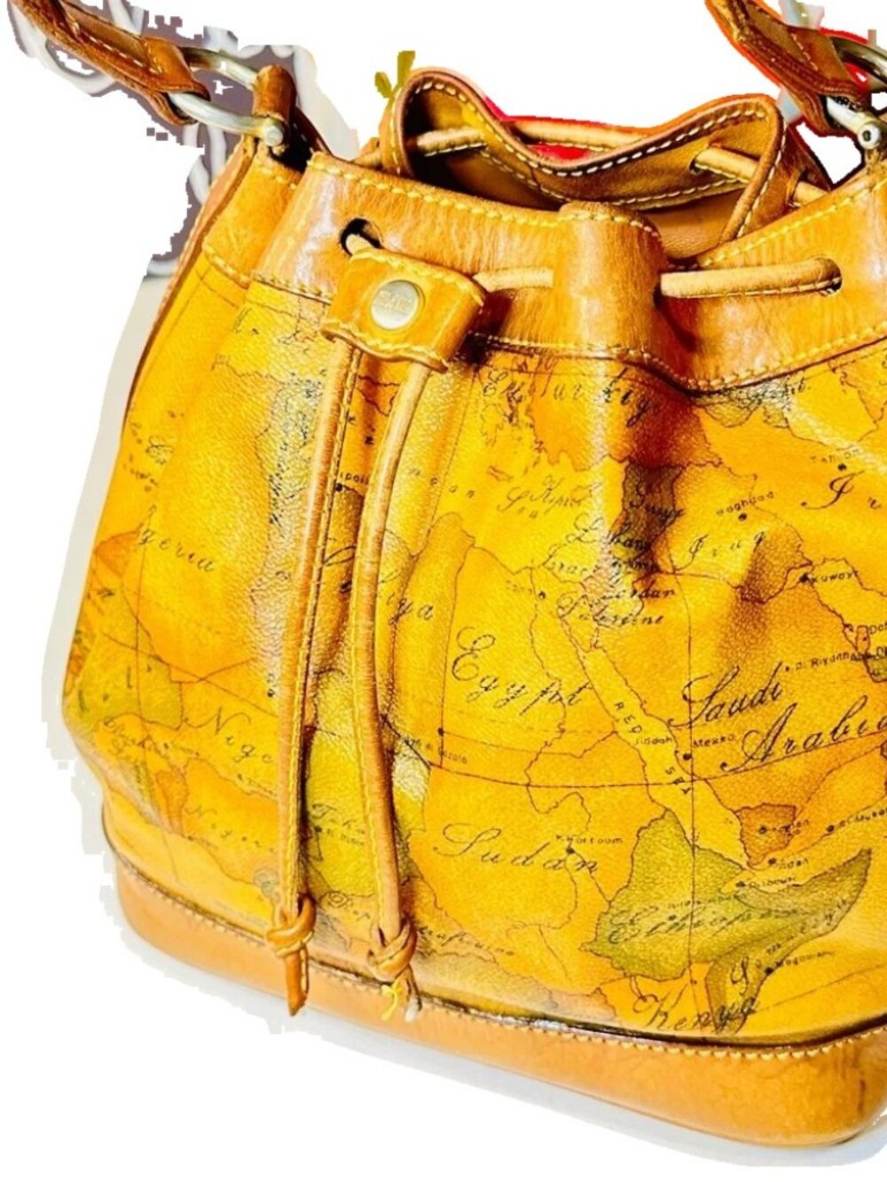 Alviero Martini Prima Classe Geo Map Bucket Bag Approx 10-12" H - Picture 3 of 13